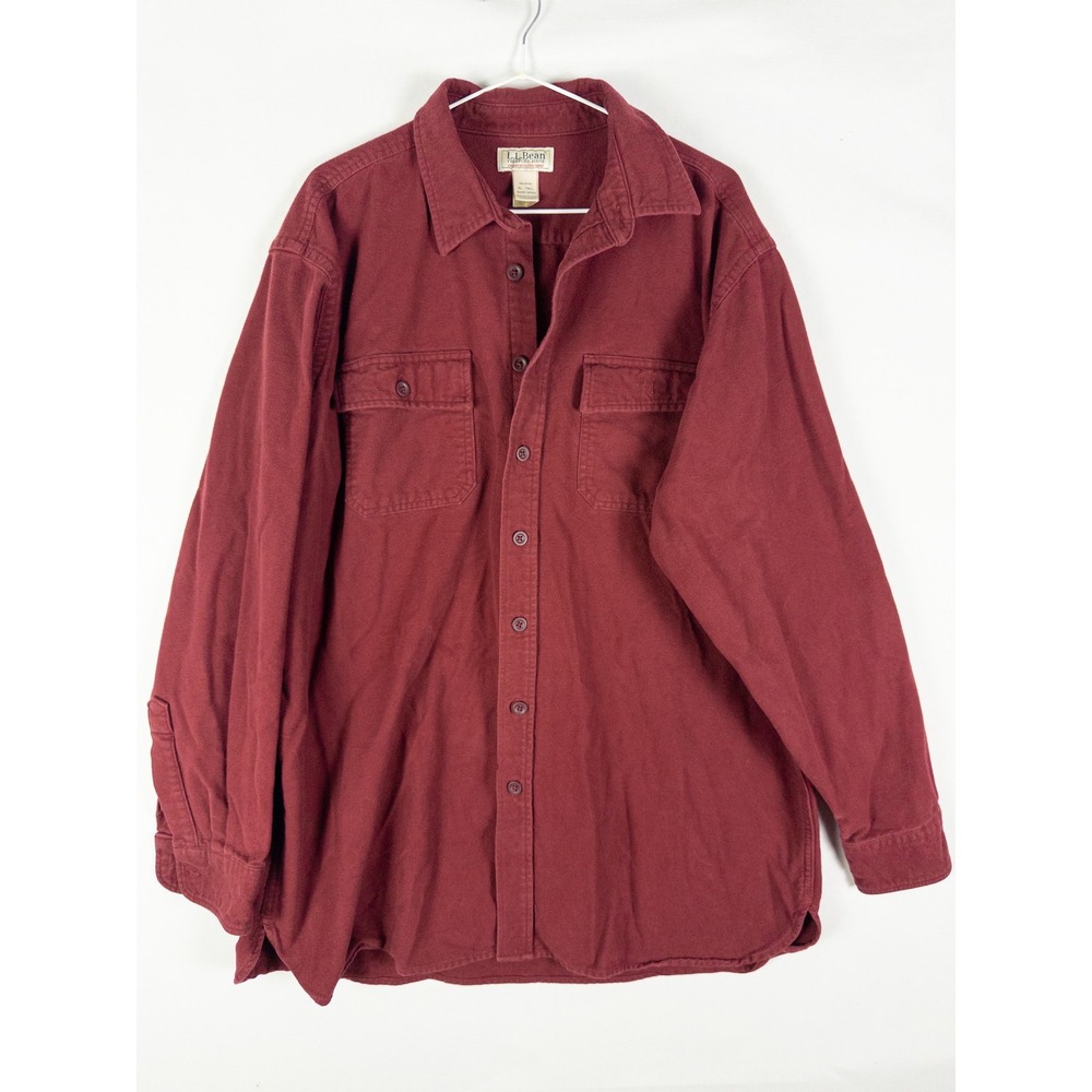 Vintage L.L. Bean Chamois Cloth Shirt Mens XL Tall Burgundy Button Down Heritage